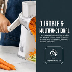 Rotary Cheese Grater with Handle, Manual Cheese Shredder Strong Suction Base. Kitchen Mandoline Vegetable Slicer. Grater for Fruit, Vegetables, Nuts