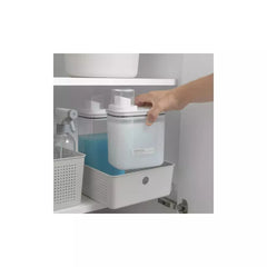 OU Laundry Detergent Dispenser & Wall-Mounted Storage Organizer Set, 2 Pack 50oz Clear Liquid Soap Dispenser with Measuring Cap & Hanging Storage Rack