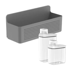 OU Laundry Organization Set, 50oz & 77oz Liquid Detergent Dispensers with Measuring Caps & Wall Mounted Cabinet Door Storage Organizer Basket