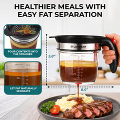 Fat Separator with Bottom Release, 4 Cup Gravy Separator, Oil Strainer Measuring Cup, Grease Strainer for Cooking, Kitchen Gadget