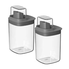 OU 34 oz Liquid Soap & Laundry Detergent Dispenser, 2 Pack Versatile Clear Laundry Detergent Dispenser with Measuring Cap, Airtight Laundry Organizer