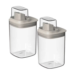 OU 34 oz Liquid Soap & Laundry Detergent Dispenser, 2 Pack Versatile Clear Laundry Detergent Dispenser with Measuring Cap, Airtight Laundry Organizer