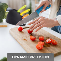 6 Piece Stainless Steel Knife Set with Multi-Colored Handles In Block