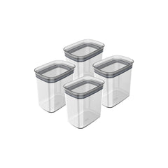 OU Airtight Food Storage Container 8pc (set of 4) BPA Free Clear Plastic Storage Container with Leak Proof Lid, Stackable Kitchen Pantry Organizer