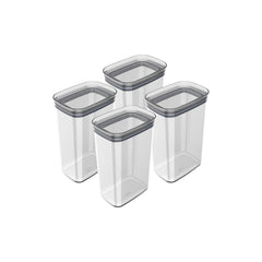 OU Airtight Food Storage Container 8pc (set of 4) BPA Free Clear Plastic Storage Container with Leak Proof Lid, Stackable Kitchen Pantry Organizer