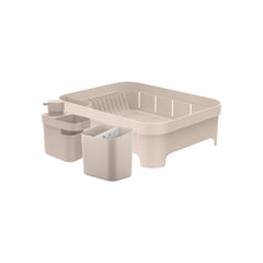 OU Kitchen Sink Organizer 3pc Set, Dish Drying Rack, Cutlery Drainer & Soap Dispenser Caddy with Sponge Holder, Countertop Dish Drainer & Strainer