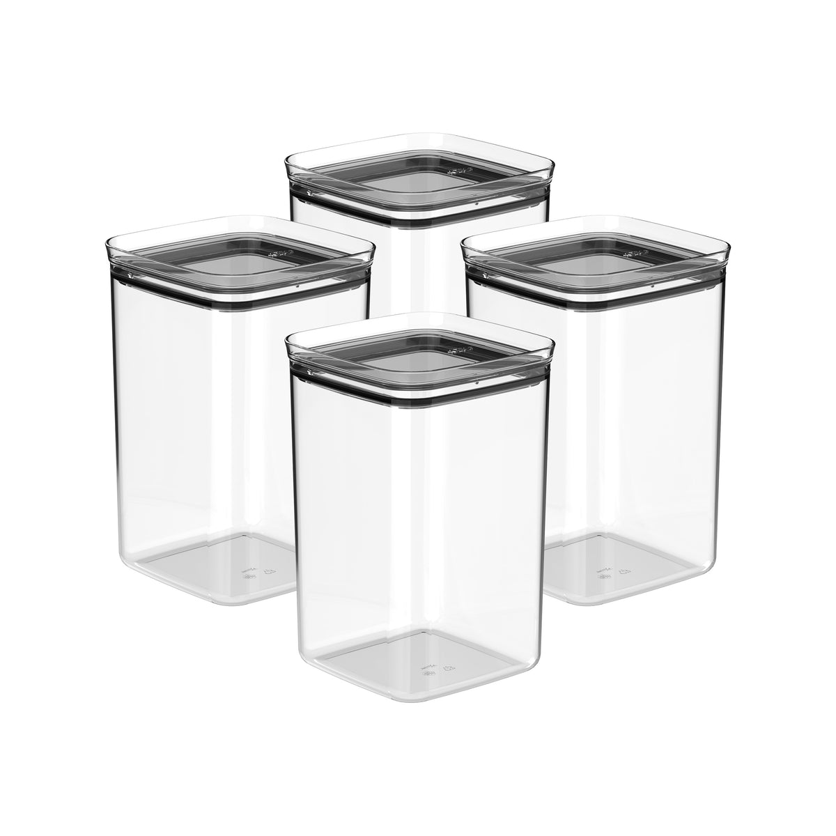 OU Airtight Food Storage Container 8pc (set of 4) BPA Free Clear Plastic Storage Container with Leak Proof Lid, Stackable Kitchen Pantry Organizer