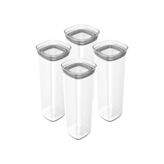 OU Airtight Food Storage Container 8pc (set of 4) BPA Free Clear Plastic Storage Container with Leak Proof Lid, Stackable Kitchen Pantry Organizer