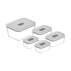 OU Glass Food Storage Container Set 10pc (set of 5) Microwave, Freezer & Dishwasher Safe, Airtight Leak Proof Lid with Microwave Valve, Stackable