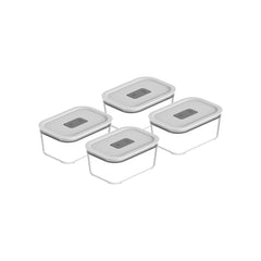 OU Glass Food Storage Container Set 8pc (4 set) Microwave, Freezer & Dishwasher Safe, Airtight Leak Proof Lid w/ Microwave Valve, Stackable Glass Jar