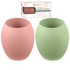 Silicone Baby Tiny Cups for Infant’s First Stage Training, Developed by Feeding Specialist to Fit Baby’s Mouth and Hands 3 Months+ (Pink 3 OZ)
