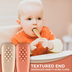 Silicone Baby Spoons First Stage Baby Feeding Spoons Stage 1 and Stage 2-4pcs (Sunrise & French Beige)