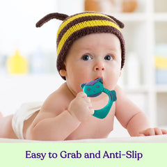 Baby Teething Toys – Cute and Colorful Bee and Turtle Baby Teething Toys – Baby Teething Relief Toys for Boys and Girls – Soft Silicone Teethers for Babies with Engaging Designs – Easy to Grab – 2pcs Purple & Turquoise