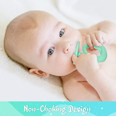 Baby Teething Toys, Silicone Baby Teether Baby Chew Toys Freezer Safe BPA Free, Soothe Babies Gums Teething (Blue & Green)