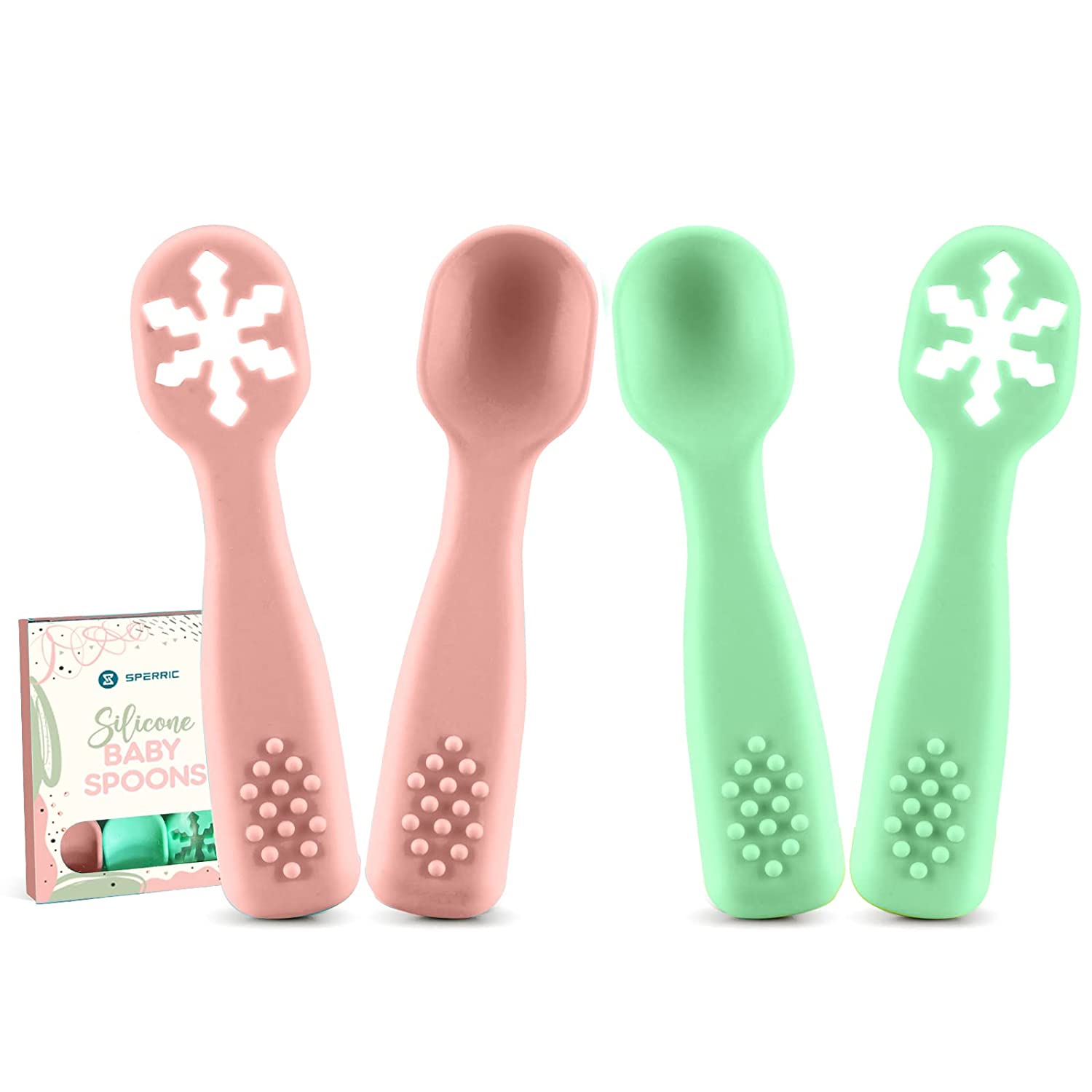 Silicone Baby Spoons First Stage Baby Feeding Spoons Stage 1 and Stage –  Sperric Little World