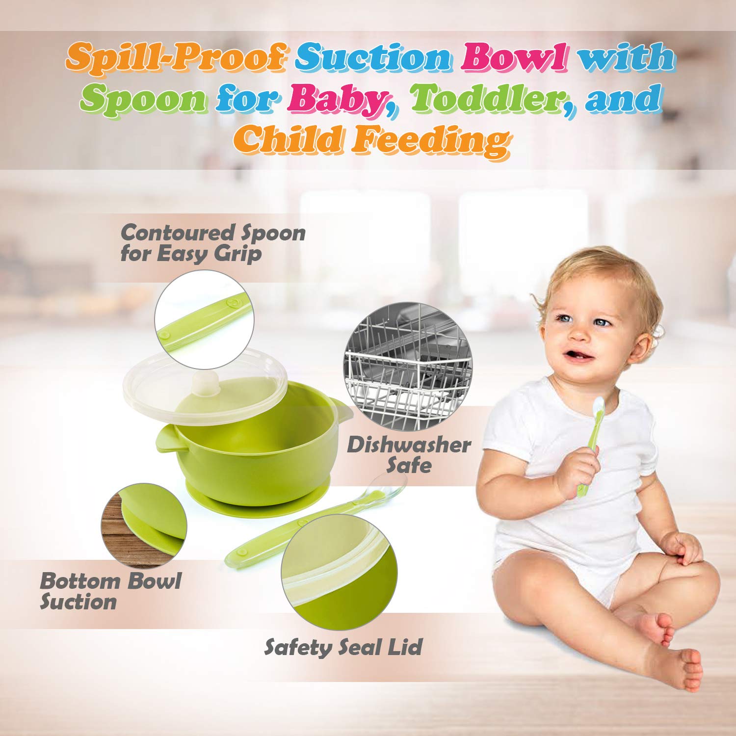 Baby Feeding Bowls and Spoons Suction Food Grade Silicone
