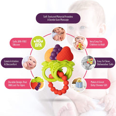Baby Teething Toys for Newborn, Infants 0-6 Months Silicone Teethers for Babies 6-12 Months BPA Free (3 Pack & Ring)