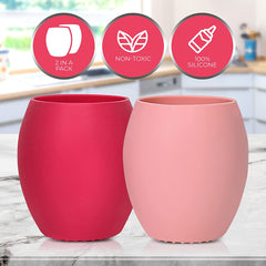 Silicone Baby Tiny Cups for Infant’s First Stage Training, Developed by Feeding Specialist to Fit Baby’s Mouth and Hands 3 Months+ (Pink 3 OZ)