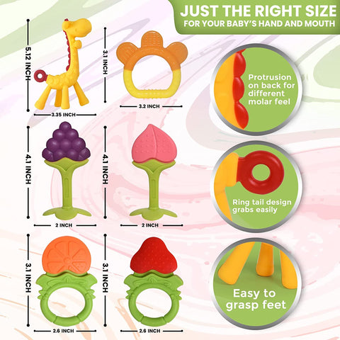Baby Teething Toys for Newborn Infants (6-Pack) Freezer Safe Infant an ...
