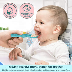 Silicone Baby Spoons First Stage Infant Feeding Spoon for Baby Led Weaning BPA Lead Phthalate and Plastic Free, Great Gift Set Multicolor