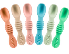Silicone Baby Spoons First Stage Infant Feeding Spoon for Baby Led Weaning BPA Lead Phthalate and Plastic Free, Great Gift Set Multicolor
