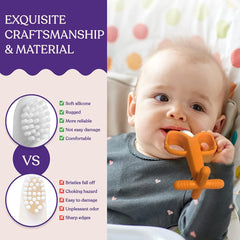 Baby Teething Toys Set - Baby Monkey Banana Teether and Toothbrush - Safe and Durable Teething Set - Teething Banana Toy for Babies - Teething Toys with Various Textures and Educational Design Pink & Orange