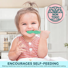 Silicone Baby Spoons First Stage Infant Feeding Spoon for Baby Led Weaning BPA Lead Phthalate and Plastic Free, Great Gift Set Multicolor