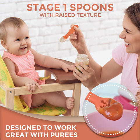 Silicone Baby Spoons First Stage Baby Feeding Spoons Stage 1 and Stage ...