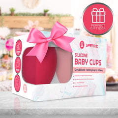 Silicone Baby Tiny Cups for Infant’s First Stage Training, Developed by Feeding Specialist to Fit Baby’s Mouth and Hands 3 Months+ (Pink 3 OZ)