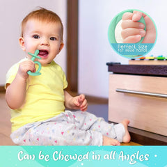 Baby Teething Toys, Silicone Baby Teether Baby Chew Toys Freezer Safe BPA Free, Soothe Babies Gums Teething (Blue & Green)