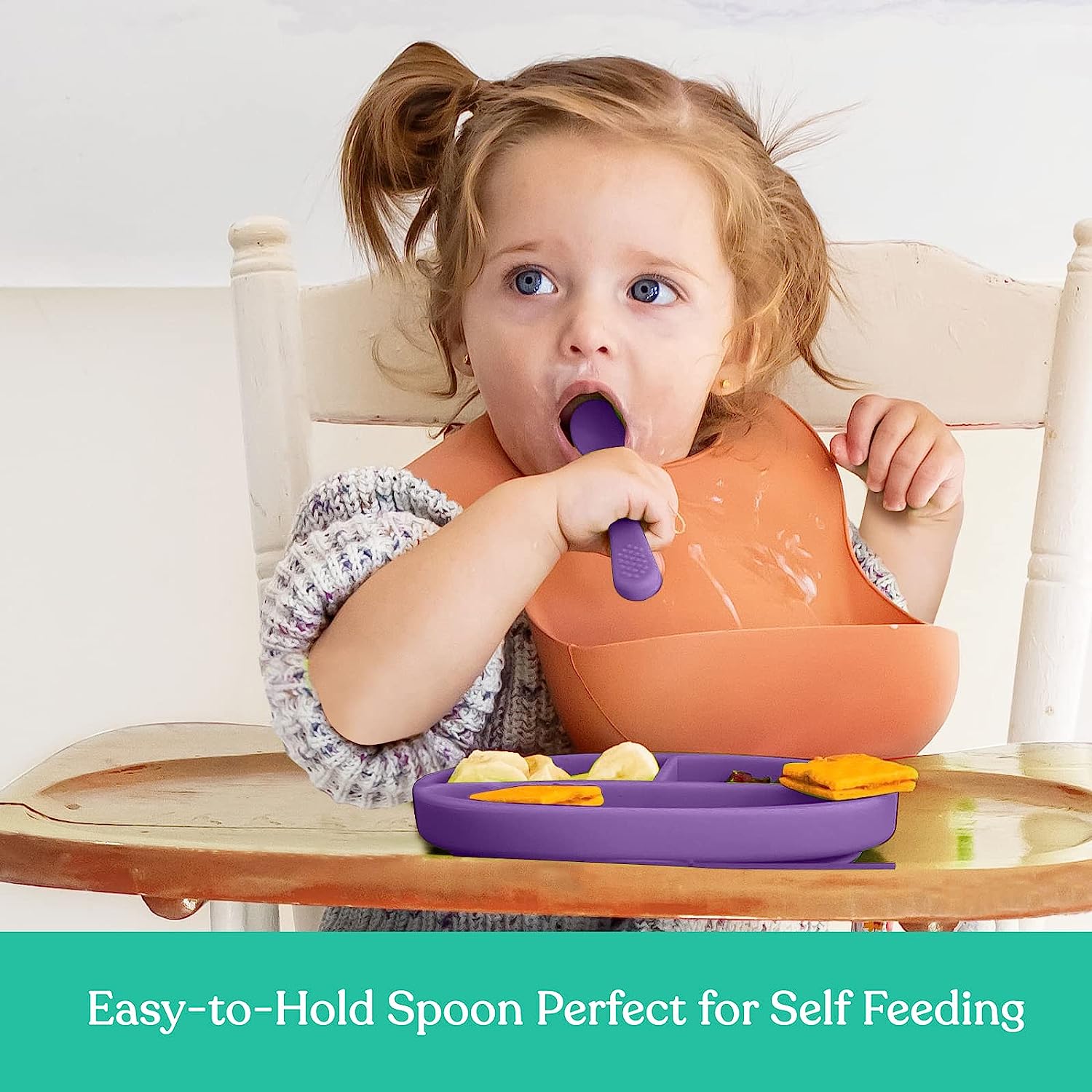 Baby Silicone Spoon Fork Set 100% Food Grade Silicone & BPA-Free