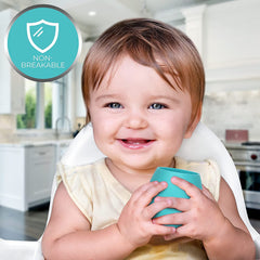 Silicone Baby Tiny Cups for Infant’s First Stage Training, Developed by Feeding Specialist to Fit Baby’s Mouth and Hands 3 Months+ (Pink 3 OZ)