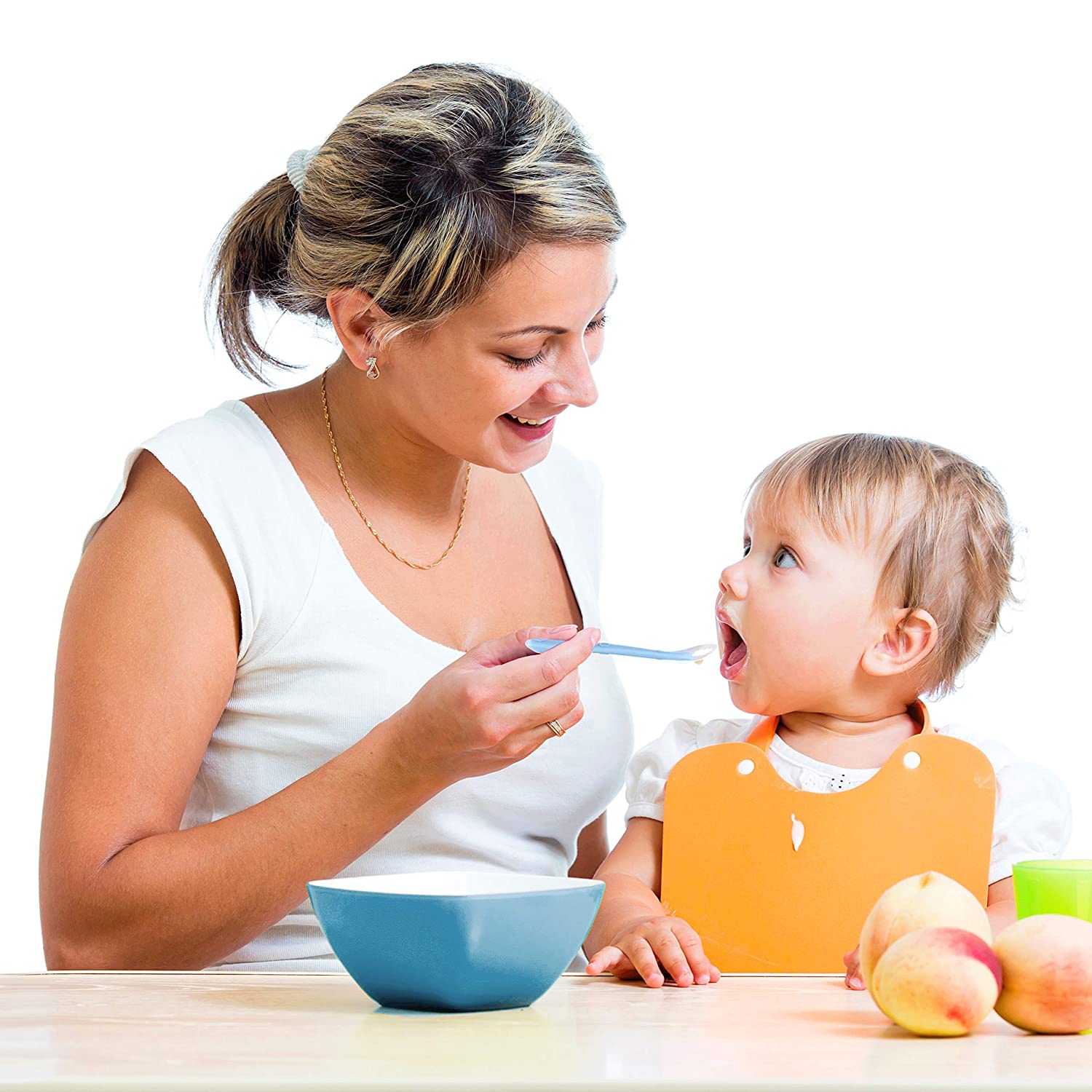 Infant Using Spoon Best First Stage Baby Infant Spoons, 5-Pack, Soft Silicone Baby Spoons ...